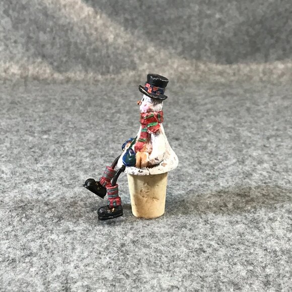 Vintage Figurine Snowman Bottle Cork Stopper - Picture 3 of 7